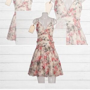 NWT Windsor Spring Has Sprung Chiffon Skater Dress Extra Small Floral Ruffle XS
